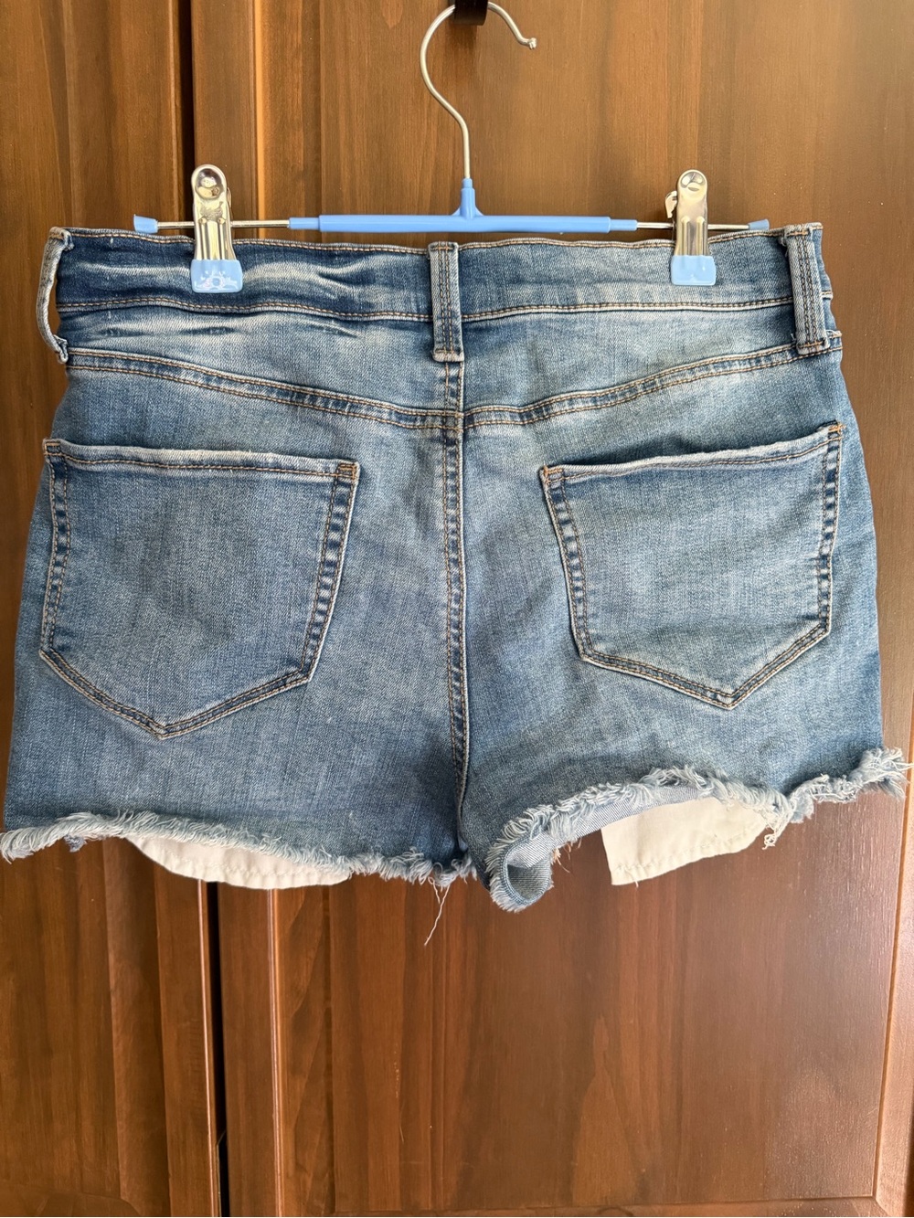 Mudd Distressed Button-Front Denim Shorts - Blue - Picture 3 of 8